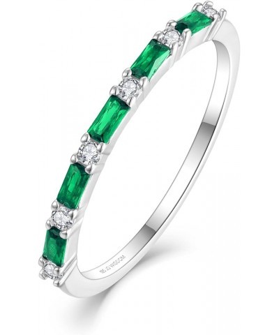 925 Sterling Silver Wedding Band for Women Thin Stacking Ring Half Cubic Zirconia Eternity Engagement Ring 05-May-emerald $25...