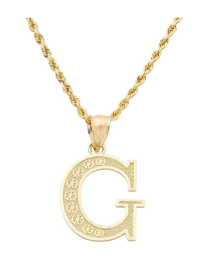 10K Yellow Gold Diamond Cut A to Z Alphabet Initial Letter Charm Pendant (Large Size) G $46.42 Pendants