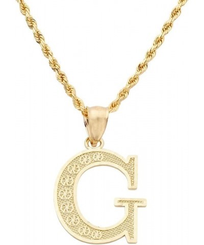 10K Yellow Gold Diamond Cut A to Z Alphabet Initial Letter Charm Pendant (Large Size) G $46.42 Pendants