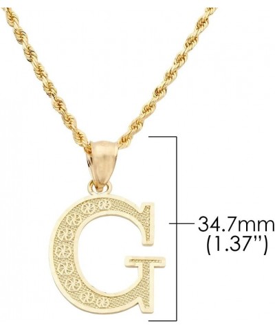 10K Yellow Gold Diamond Cut A to Z Alphabet Initial Letter Charm Pendant (Large Size) G $46.42 Pendants