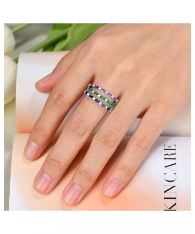 925 Sterling Silver Wedding Band for Women Thin Stacking Ring Half Cubic Zirconia Eternity Engagement Ring 05-May-emerald $25...