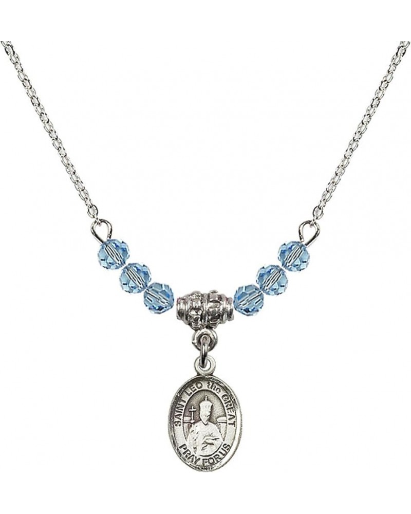 March Birth Month Bead Necklace with Catholic Patron Saint Petite Charm, 18 Inch Saint Leo the Great $26.60 Necklaces