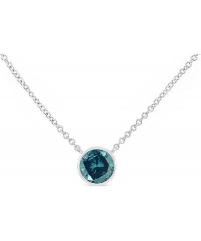 .925 Sterling Silver Bezel Set 3.5mm Created Gemstone Solitaire 18" Pendant Necklace - Choice of Gemstone 3.5 MM Blue Sapphir...