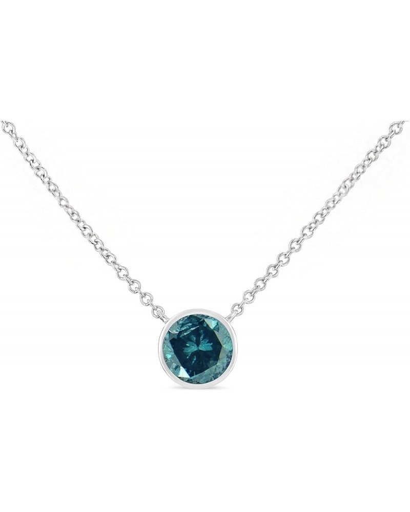 .925 Sterling Silver Bezel Set 3.5mm Created Gemstone Solitaire 18" Pendant Necklace - Choice of Gemstone 3.5 MM Blue Sapphir...