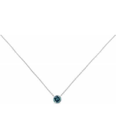 .925 Sterling Silver Bezel Set 3.5mm Created Gemstone Solitaire 18" Pendant Necklace - Choice of Gemstone 3.5 MM Blue Sapphir...