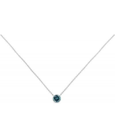 .925 Sterling Silver Bezel Set 3.5mm Created Gemstone Solitaire 18" Pendant Necklace - Choice of Gemstone 3.5 MM Blue Sapphir...