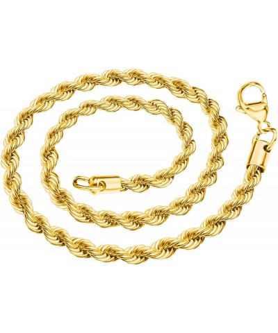 INFINIQUE CREATIONS 18K Gold Plated Stainless Steel Rope Chain Bracelet Necklace for Men Women Hypoallergenic Jewelry 2-8mm 4...