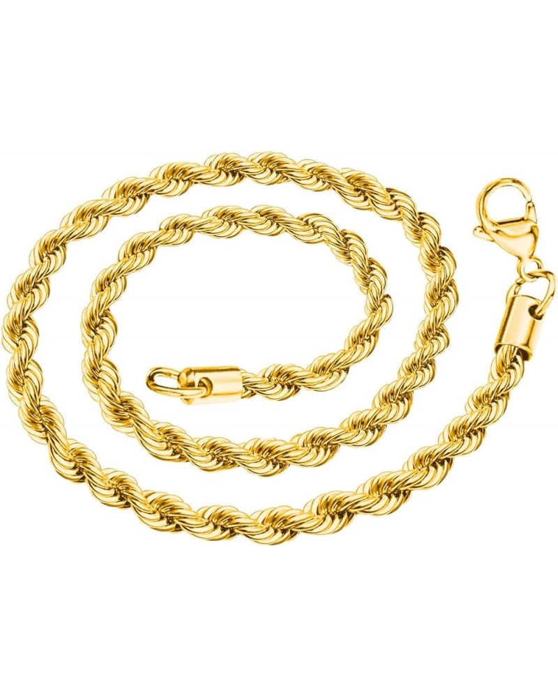 INFINIQUE CREATIONS 18K Gold Plated Stainless Steel Rope Chain Bracelet Necklace for Men Women Hypoallergenic Jewelry 2-8mm 4...