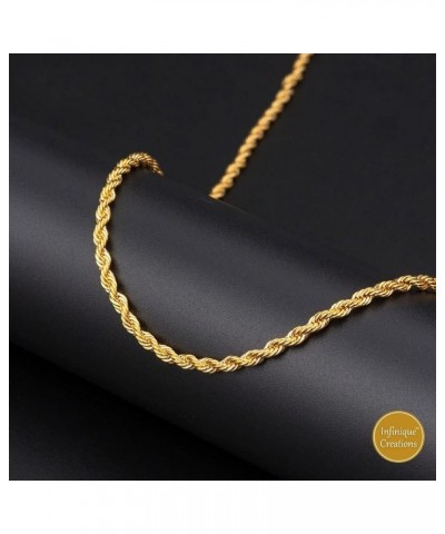 INFINIQUE CREATIONS 18K Gold Plated Stainless Steel Rope Chain Bracelet Necklace for Men Women Hypoallergenic Jewelry 2-8mm 4...