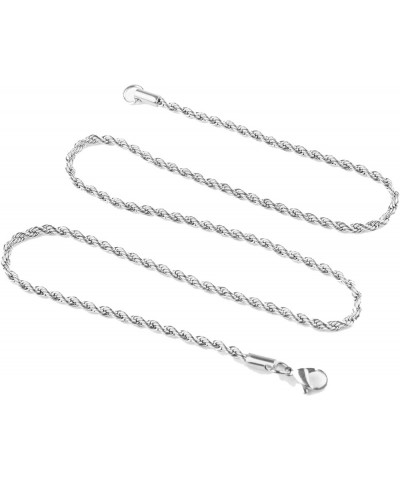 Rope Chain Necklace for Men Women 16inch- 24inch Stainless Steel Twist Chain Necklace 2mm 4mm Silver Chain Necklace Rope Neck...