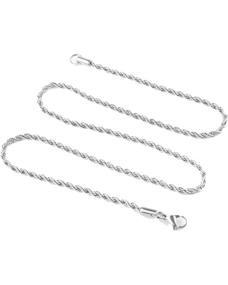 Rope Chain Necklace for Men Women 16inch- 24inch Stainless Steel Twist Chain Necklace 2mm 4mm Silver Chain Necklace Rope Neck...