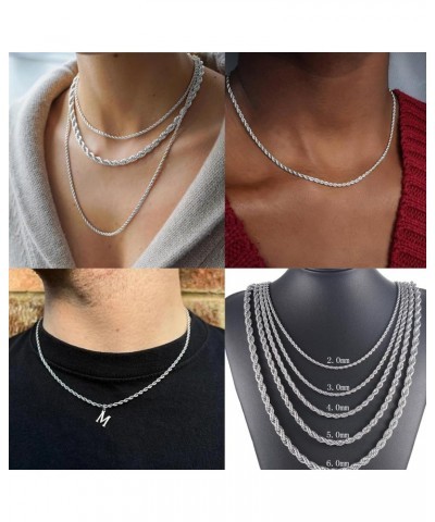 Rope Chain Necklace for Men Women 16inch- 24inch Stainless Steel Twist Chain Necklace 2mm 4mm Silver Chain Necklace Rope Neck...