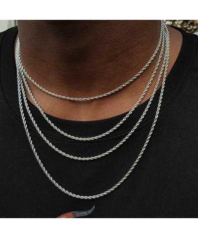 Rope Chain Necklace for Men Women 16inch- 24inch Stainless Steel Twist Chain Necklace 2mm 4mm Silver Chain Necklace Rope Neck...