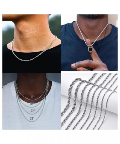 Rope Chain Necklace for Men Women 16inch- 24inch Stainless Steel Twist Chain Necklace 2mm 4mm Silver Chain Necklace Rope Neck...