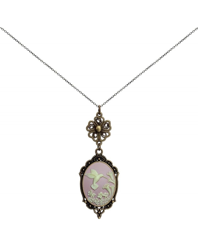 Lucky Clover Cameo Necklace Best Friend Heart Charms Jewelry 2 Chain Deluxe Gift Lotus hummingbird $10.91 Pendants