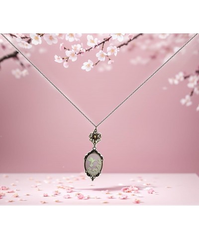 Lucky Clover Cameo Necklace Best Friend Heart Charms Jewelry 2 Chain Deluxe Gift Lotus hummingbird $10.91 Pendants