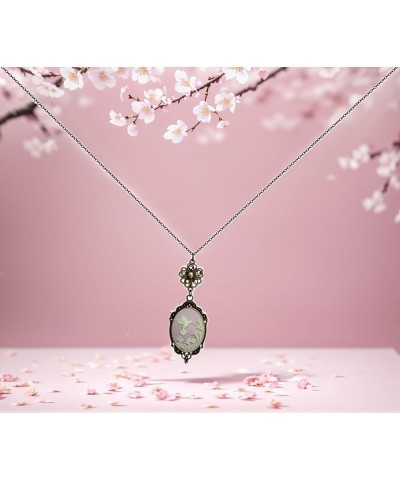 Lucky Clover Cameo Necklace Best Friend Heart Charms Jewelry 2 Chain Deluxe Gift Lotus hummingbird $10.91 Pendants