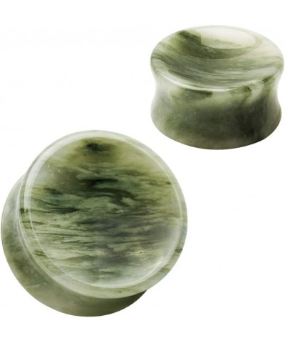 Natural Green Line Jasper Concave Stone Saddle Plugs, Sold as a Pair 25mm (1") $10.50 Body Jewelry