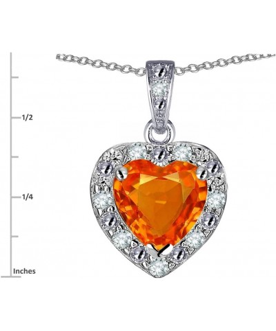 10k White Gold Heart Shape Halo Pendant Necklace Simulated Fire Opal White Gold $115.04 Necklaces