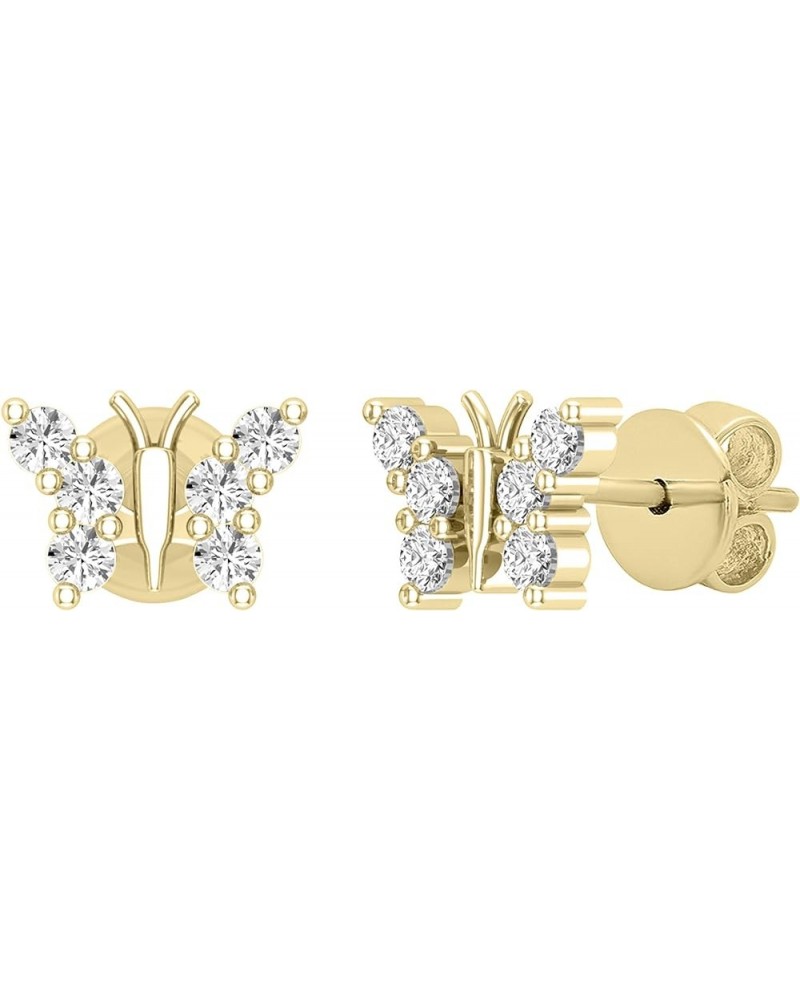 0.20 Carat (ctw) Round White Diamond Ladies Butterfly Stud Earrings 1/5 CT, Available in 10K/14K/18K Gold & 925 Sterling Silv...