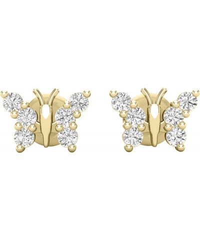 0.20 Carat (ctw) Round White Diamond Ladies Butterfly Stud Earrings 1/5 CT, Available in 10K/14K/18K Gold & 925 Sterling Silv...