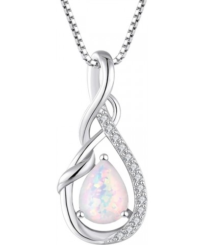 Infinity Teardrop Pendant Necklace for Women 925 Sterling Silver Birthstone Jewelry Opal $26.95 Necklaces