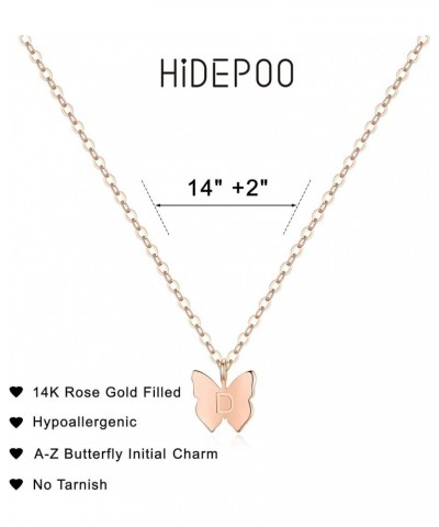 Easter Gifts for Girls Teen Girls - Initial Butterfly Necklace for Girls, 14K Gold/Silver/Rose Gold Filled Dainty Butterfly P...