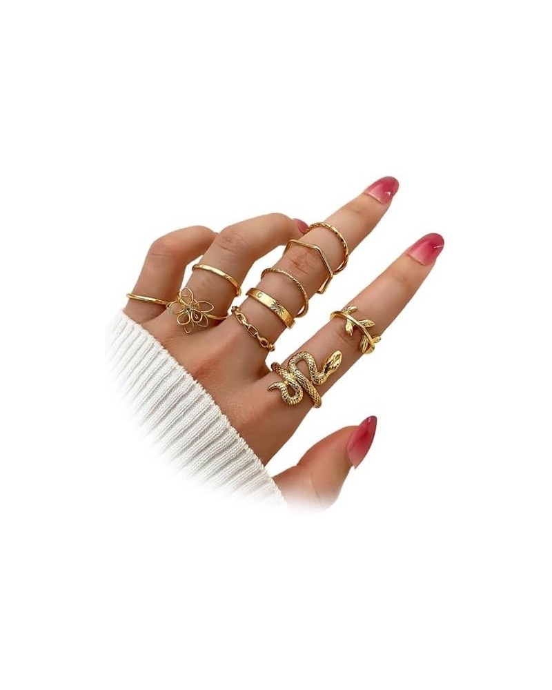 Gold Boho Ring Sets Stackable Knuckle Ring Vintage Snake Finger Rings Set Stacking Joint Midi Trendy Rings Sets for Women Gir...