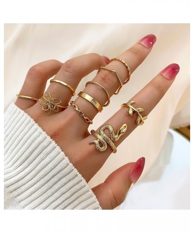 Gold Boho Ring Sets Stackable Knuckle Ring Vintage Snake Finger Rings Set Stacking Joint Midi Trendy Rings Sets for Women Gir...