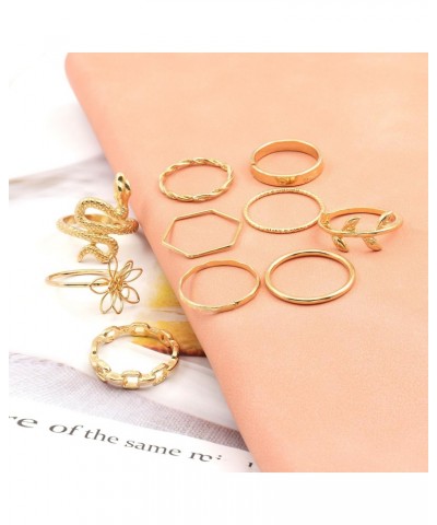 Gold Boho Ring Sets Stackable Knuckle Ring Vintage Snake Finger Rings Set Stacking Joint Midi Trendy Rings Sets for Women Gir...