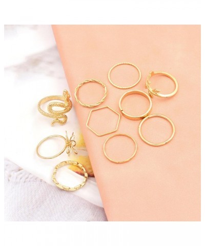 Gold Boho Ring Sets Stackable Knuckle Ring Vintage Snake Finger Rings Set Stacking Joint Midi Trendy Rings Sets for Women Gir...