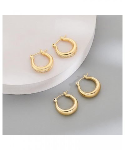 Gold Plated Huggie Hoop Earrings for Women Square Round Thick Hoop Earrings Jewelry Gift Gold-Small Chunky $12.23 Earrings