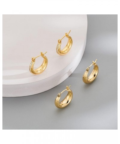 Gold Plated Huggie Hoop Earrings for Women Square Round Thick Hoop Earrings Jewelry Gift Gold-Small Chunky $12.23 Earrings