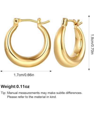 Gold Plated Huggie Hoop Earrings for Women Square Round Thick Hoop Earrings Jewelry Gift Gold-Small Chunky $12.23 Earrings