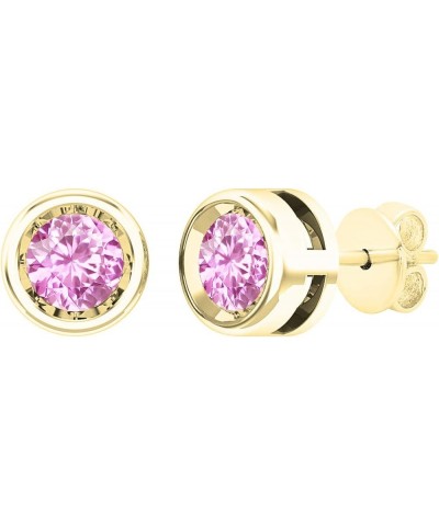 Round Gemstone Ladies Solitaire Stud Earrings, 10K White Gold Yellow Gold pink-sapphire $89.87 Earrings