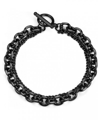 Fashion Jewelry Stainless Steel Multi Layer Link Bracelet Black $7.79 Bracelets