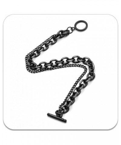 Fashion Jewelry Stainless Steel Multi Layer Link Bracelet Black $7.79 Bracelets