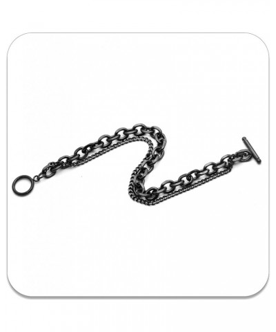 Fashion Jewelry Stainless Steel Multi Layer Link Bracelet Black $7.79 Bracelets