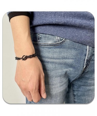 Fashion Jewelry Stainless Steel Multi Layer Link Bracelet Black $7.79 Bracelets