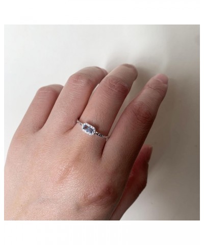 London Blue Topaz Promise Ring Silver Baguette November Birthstone Ring Art Deco Filigree Solitaire Wedding Ring $23.35 Others