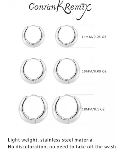 Small Thick Gold Chunky Hoop Earrings For Women 14K Gold Lightweight Huggie Hoops Earring For Women Non Tarnish Silver-16MM $...