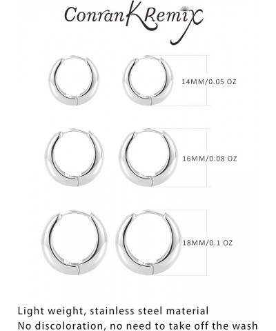 Small Thick Gold Chunky Hoop Earrings For Women 14K Gold Lightweight Huggie Hoops Earring For Women Non Tarnish Silver-16MM $...