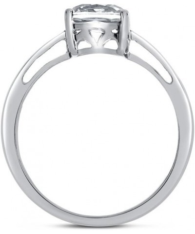 Solid 10k White Gold 7mm Solitaire Cushion-Cut Center Stone Ring Created Ruby $94.60 Rings