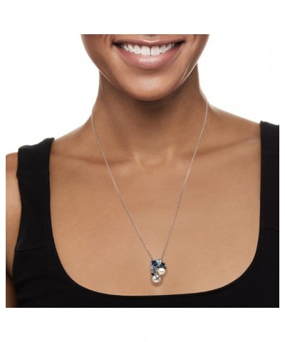 7-9.5mm Cultured Pearl and 1.90 ct. t.w. Multi-Gemstone Pendant Necklace in Sterling Silver. 20 inches $71.73 Necklaces