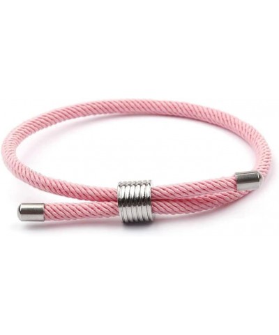 Nautical Woven Friendship Rope Boho Bracelet Handmade Wrap String Steel Charm Adjustable Pink $8.09 Bracelets