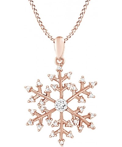 White Natural Diamond Snowflake Pendant Necklace in 14k Gold Over Sterling Silver (0.17 Ct) rose-gold-plated-silver $72.72 Ne...