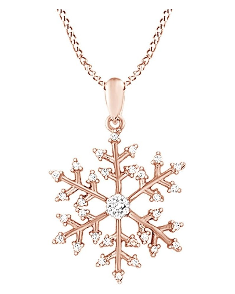 White Natural Diamond Snowflake Pendant Necklace in 14k Gold Over Sterling Silver (0.17 Ct) rose-gold-plated-silver $72.72 Ne...