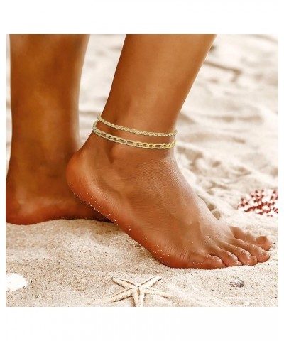 Women Heart Anklet Adjustable Beach Layered Ankle Bracelets for Teen Girls Gold Alloy Foot Chain Jewelry Rope&Figaro $8.52 An...