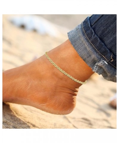 Women Heart Anklet Adjustable Beach Layered Ankle Bracelets for Teen Girls Gold Alloy Foot Chain Jewelry Rope&Figaro $8.52 An...