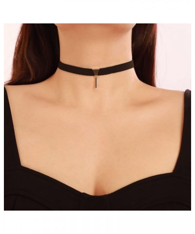 Black Velvet Choker Necklace Triangle Bar Circle Pendent Necklace Chain Jewelry for Women Girls Halloween Cosplay color 1 $8....